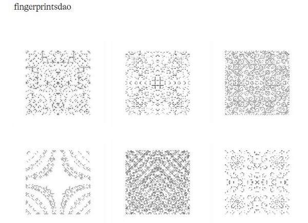 핑거프린트 DAO 갤러리. 사진=라바랩스(Larva Labs)의 ‘오토글리프’(Autoglyphs)