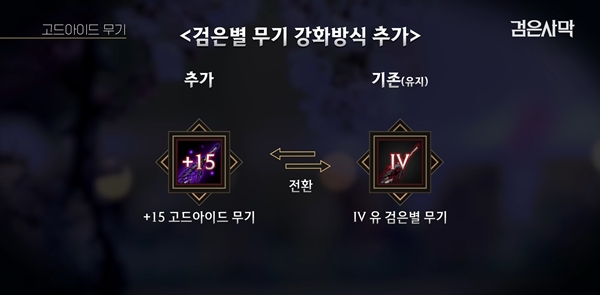 - 스펙 성장에서 보다 다양한 방안을 제공하기 위해 선보이는 '고드라이드 무기' 