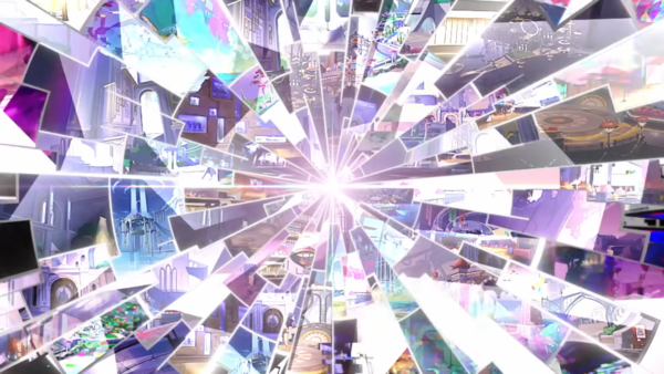 엘리시아의 공격에 의해 과거의 낙원 데이터가 파괴되는 모습을 담은 장면. 