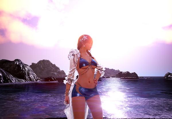 뒷 모습의 보디라인을 가리는 망토는 온오프 기능을 통해 감출 수 있다