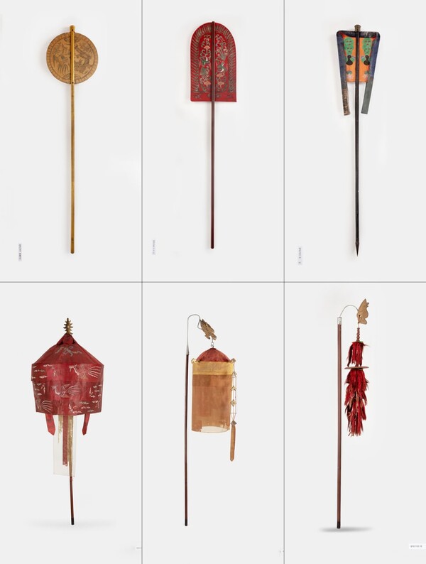 라이엇게임즈가 보존 처리를 지원한 노부 중 용봉단선(좌측 위부터 시계방향으로), 치미선, 작선, 칠봉개, 주작당, 모절