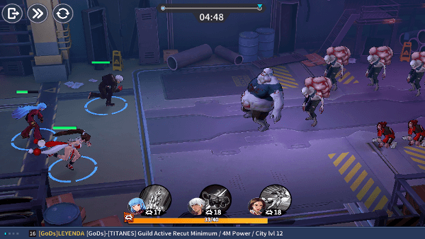 - 지하 실험실에서는 캐릭터들의 전투를 감상할 수 있다