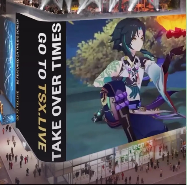 - 미국 뉴욕 타임스퀘어 대형 스크린 [출처: 원신 글로벌 유튜브]