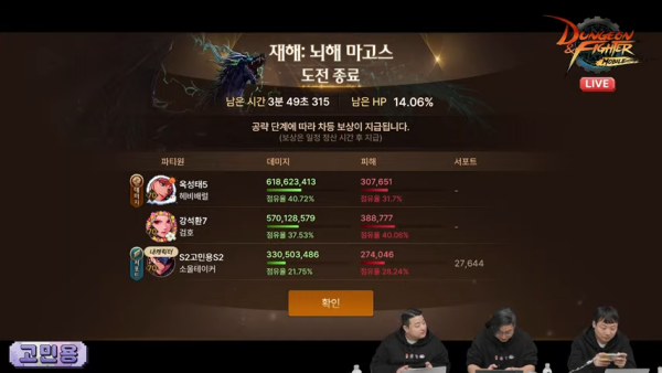 - 옥 디렉터가 대미지를 가장 많이 넣었다