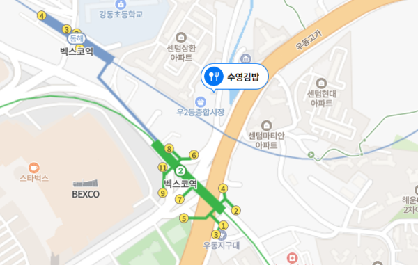 - 수영김밥 위치(출처: 네이버 지도)