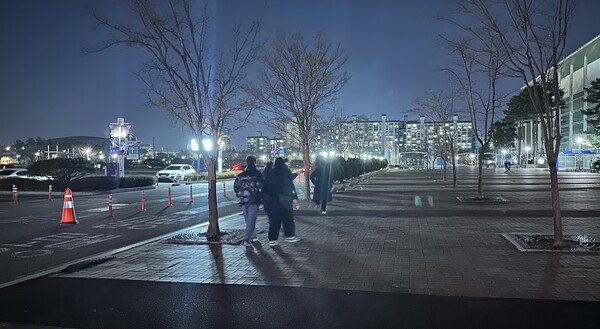 - 오후 9시경 관람객들이 꾸준하게 행사장으로 향하고 있다