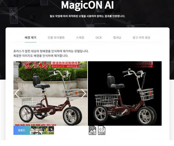 대상의 뒷배경을 인식하여 제거하는 매직온 AI. 