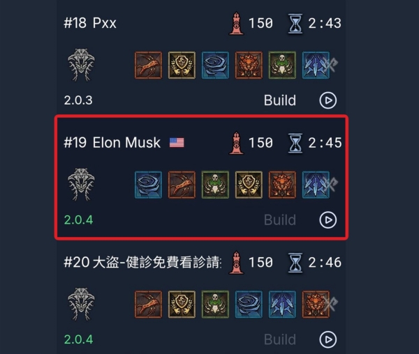 - 혼령사로 세계 랭킹 19위를 달성한 일론 머스크[출처: Dexerto SNS]