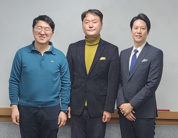 박정규 교수와 박승찬 회장과 고성호 차장(왼쪽부터). 사진=박명기 