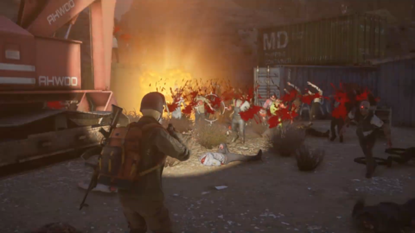 -  건물이나 도로에서 좀비가 튀어나와 플레이어를 위협한다 