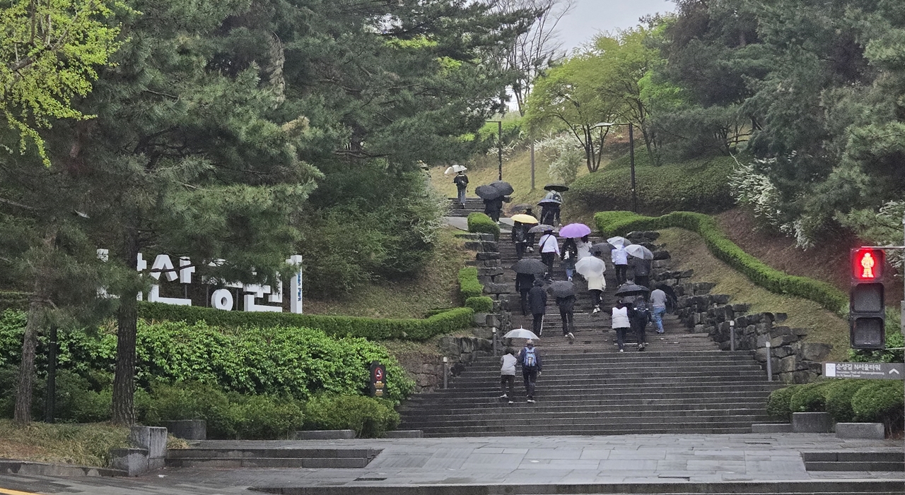 - 행사장과 가까워질수록 점점 더 많이 보이는 참가자들