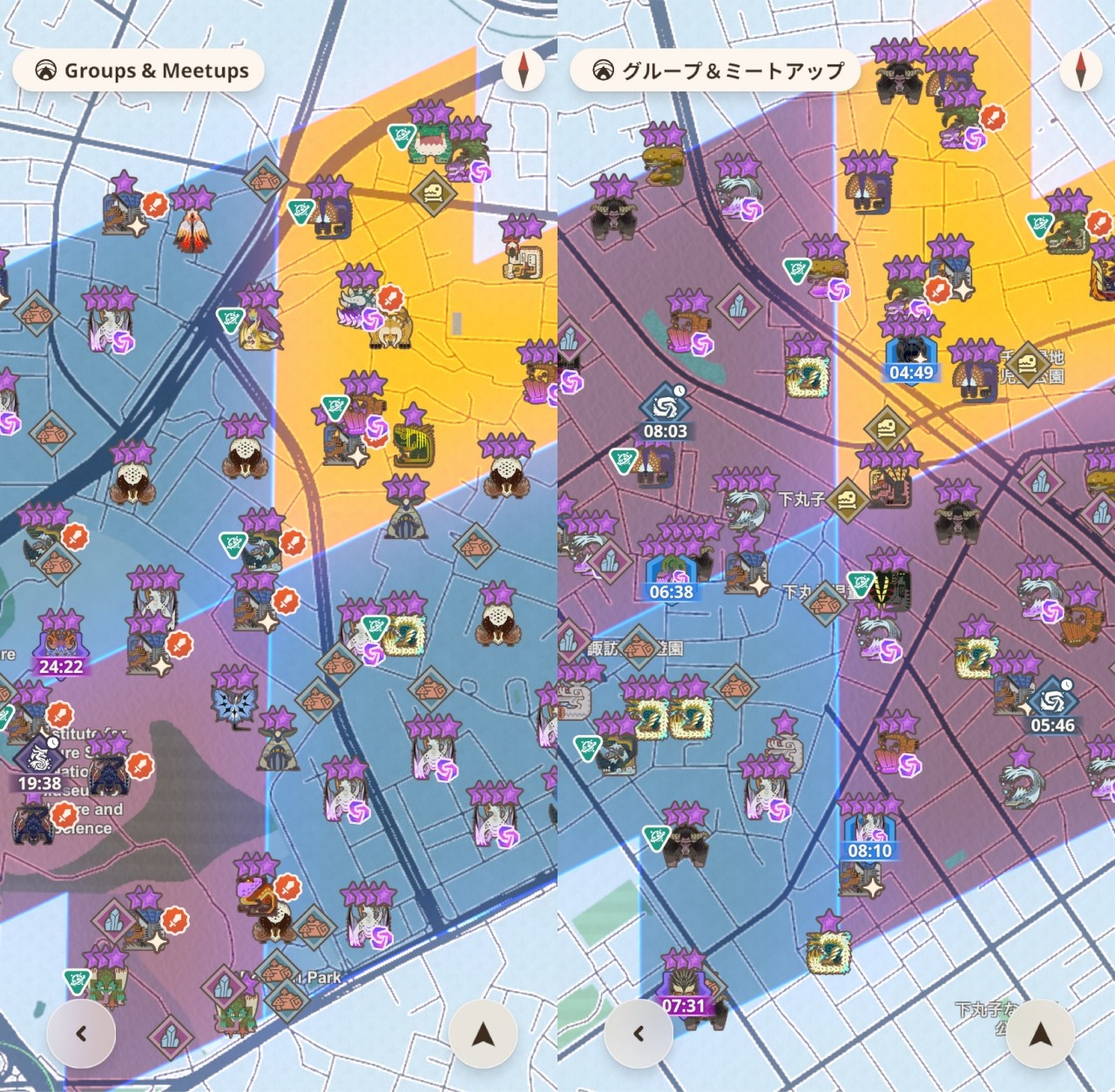 - 왼쪽은 번개 속성 조사 적용 전, 오른쪽은 번개 속성 조사 적용 후 "번개 속성 몬스터 종류가 다양해졌다"