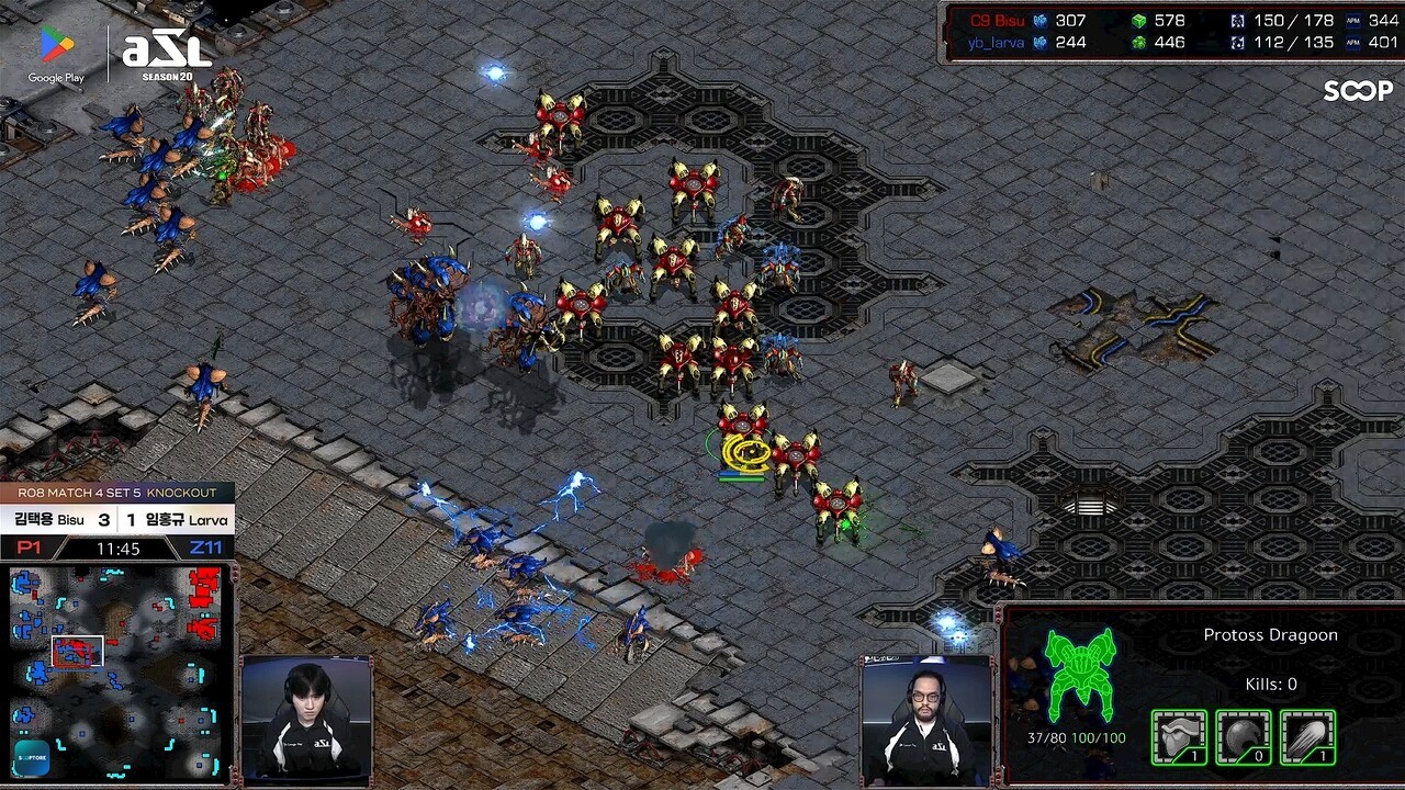 - 히드라만으로는 다수의 스톰을 장전한 김택용의 병력을 막아낼 수 없었다