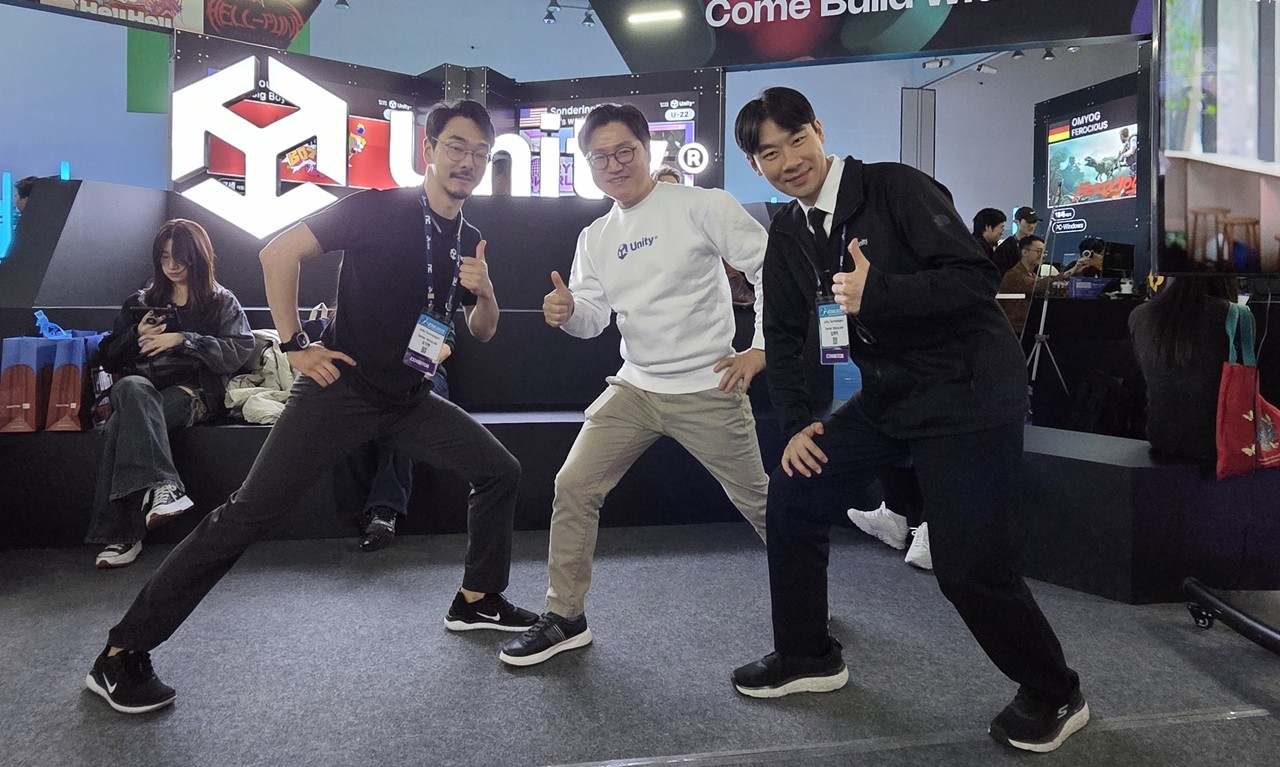 유니티 애드버커스 팀 소속 김범주 리더, 오지현 애드버킷, 김재익 애드버킷. (사진= 문원빈)