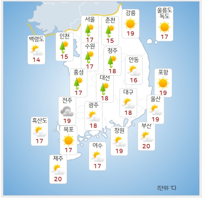 기상청= 오늘 오후 날씨